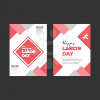 Labor day banner in vintage style with usa flag
