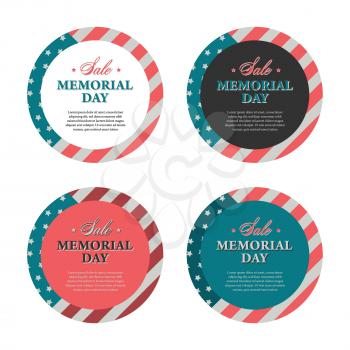 Memorial day banners and stickers in vintage style