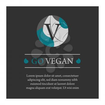 Go Vegan banner with leaves on black background