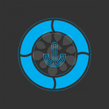 Icon of Blue Lifebuoy vector on the black background