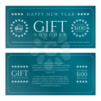 Gift voucher Happy New Year theme on a emerald green background