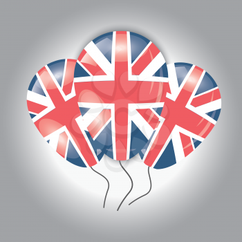 Balloons with United Kingdom flag on a gray background