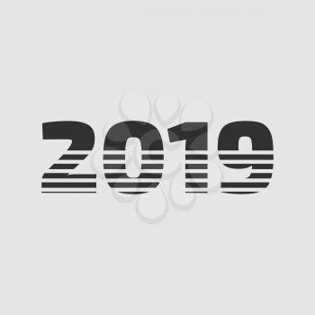 New Year 2019 black sign on the white background