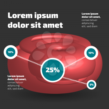 Three dimensional abstract shape infographic with shadow