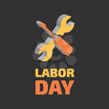 Labor day banner with three dimensional icon
