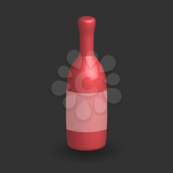 Red three dimensional Wine bottle template on black