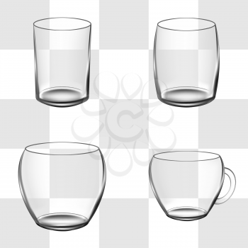 Set of four vector glass. Photorealistic vector illustrations