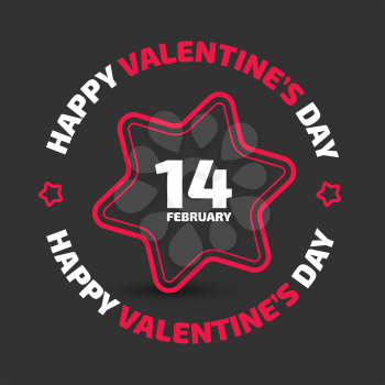 14 February Valentine Day vector icon on the black background