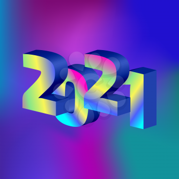 2021 year vector sign on the duotone color background. 80s style