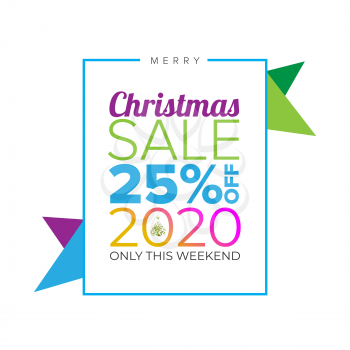 Christmas sale vector banner on the white background