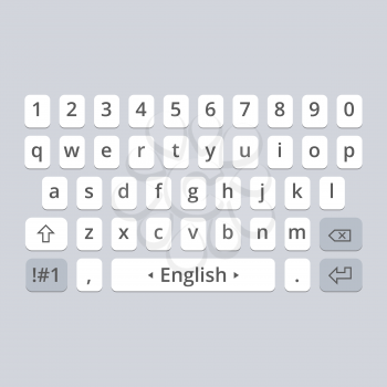 Mobile vector keyboard for smartphone. Sentence case letters set
