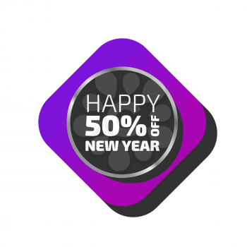 Happy New year sale banner. Vector illustration with the shadow