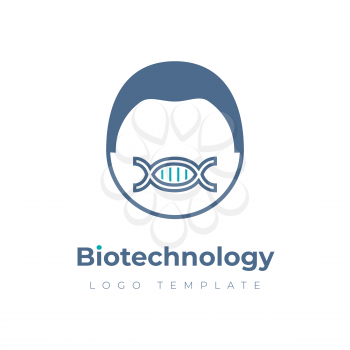 Biotechnology vector logo template with the human face and DNA mask