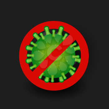 Three-dimensional stop coronavirus vector illustration on the black background