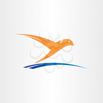 bird flying over water abstract symbol design element