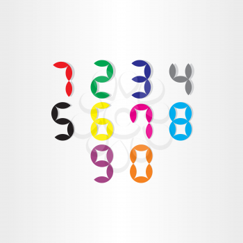 color digital stylized numbers from 0 to 9
