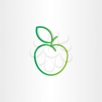 green apple with leaf icon design element 