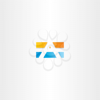blue orange letter a rectangle logo design