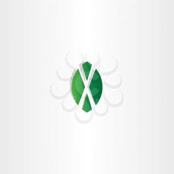 green leaf letter x symbol logo vector brand