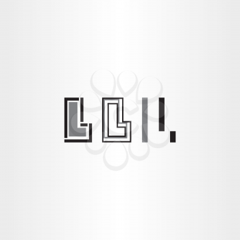 black letter l lines geometric vector icons set 