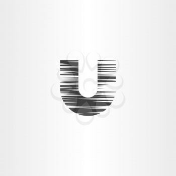 letter u black scratched vector icon 