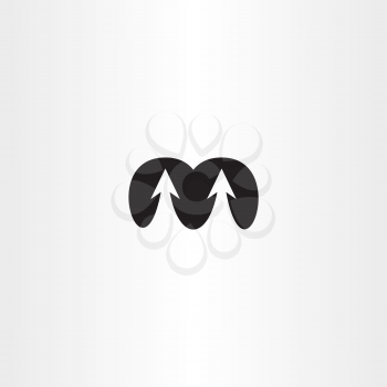 letter m arrows vector black icon sign design
