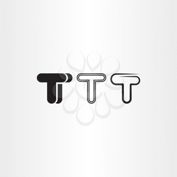 letter t black icon vector set elements 
