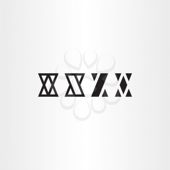 x letters set black vector icon symbol design 