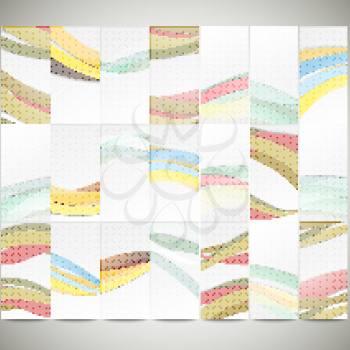 Abstract flyers set, colored wave vector design.