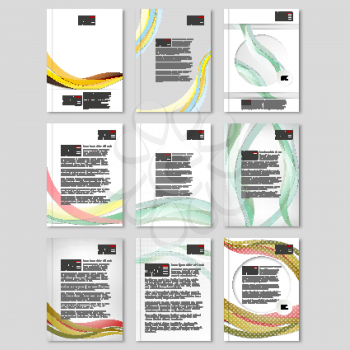 Colored wave backgrounds set. Brochure, flyer or report for business, template vector.
