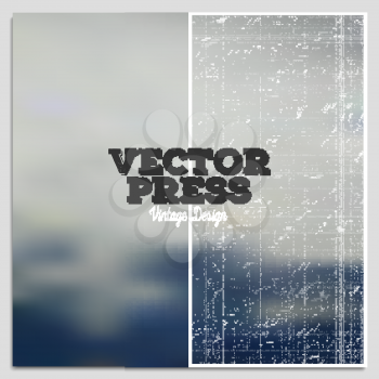 Vintage design vector press template. Summer time poster. Blurred mesh background.
