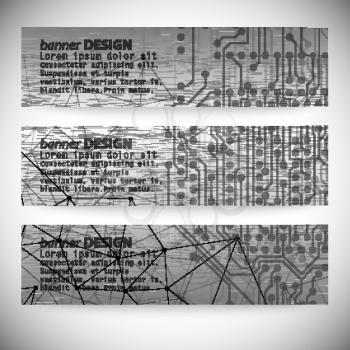 Set of horizontal banners. Abstract gray background vector, illustration for communication.