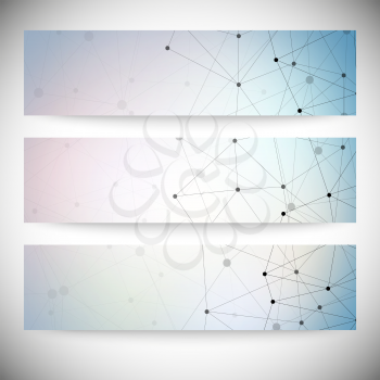 Set of horizontal banners. Abstract blue background vector illustration.