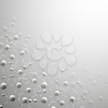 Graphic design molecule structure, gray vector illustration background.