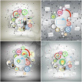 Infographic networks set with icons for business vector templates.