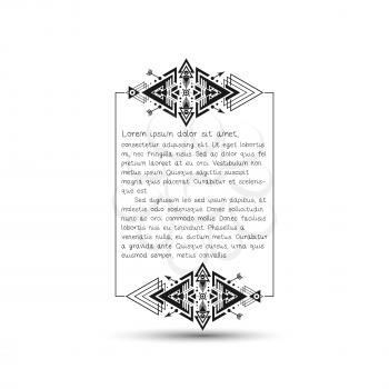 Citation text box, tribal style frame with place for your text. Vector illustration.
