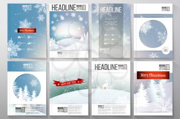 Set of business templates for brochure, flyer or booklet. Merry Christmas and happy New Year vector background.