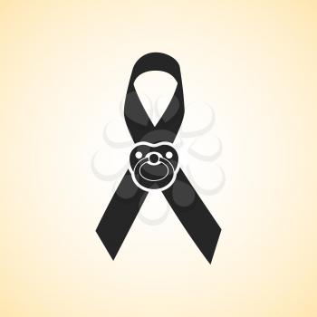 Icon of ribbon with baby nipple as symbol of childhood cancer awareness, vector illustration.