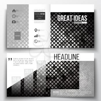 Vector set of square design brochure template. Abstract polygonal background, modern stylish sguare design silver vector texture.