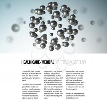 Medical scientific cell. Abstract graphic design of molecule structure, vector background for brochure, flyer or banner.