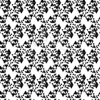 Triangular seamless vector pattern. Abstract black triangles on white background.
