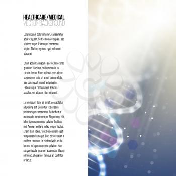 Business template for brochure, magazine, flyer, booklet or annual report. DNA molecule structure on a blue background. Science vector background.