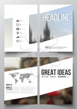 Set of business templates for brochure, magazine, flyer, booklet or annual report. Blurred image, urban landscape, Prague cityscape, modern texture.