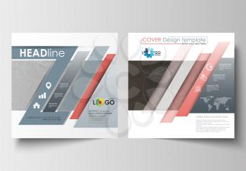 Business templates for square design brochure, magazine, flyer, booklet or annual report. Leaflet cover, abstract flat layout, easy editable blank. Abstract 3D construction and polygonal molecules on 