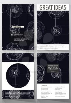 Business templates for brochure, magazine, flyer, booklet or annual report. Cover template, layout in A4 size. High tech design, connecting system. Science and technology concept. Futuristic abstract 