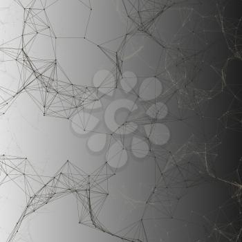 Chemistry pattern, connecting lines and dots, molecule structure on gray, scientific medical DNA research, geometric graphic background. Medicine, science and technology concept. Minimalistic design