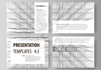Set of business templates for presentation slides. Easy editable abstract vector layouts in flat design. Abstract infinity background, 3d structure with rectangles forming illusion of depth and perspe