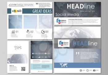 The minimalistic abstract vector illustration of the editable layout of modern social media post design templates in popular formats. Abstract futuristic network shapes. High tech background