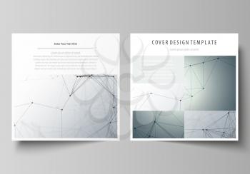 Business templates for square design brochure, magazine, flyer, booklet or annual report. Leaflet cover, abstract flat layout, easy editable vector. Genetic and chemical compounds. Atom, DNA and neuro