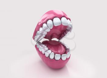 Open mouth and white healthy teeth